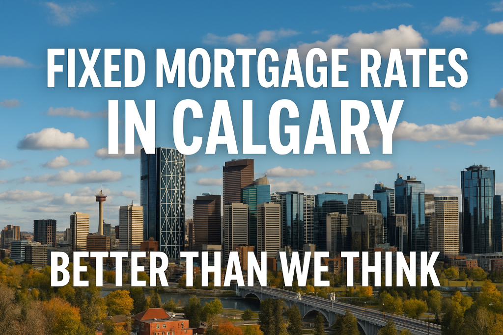 Calgary skyline with fixed mortgage rate text.