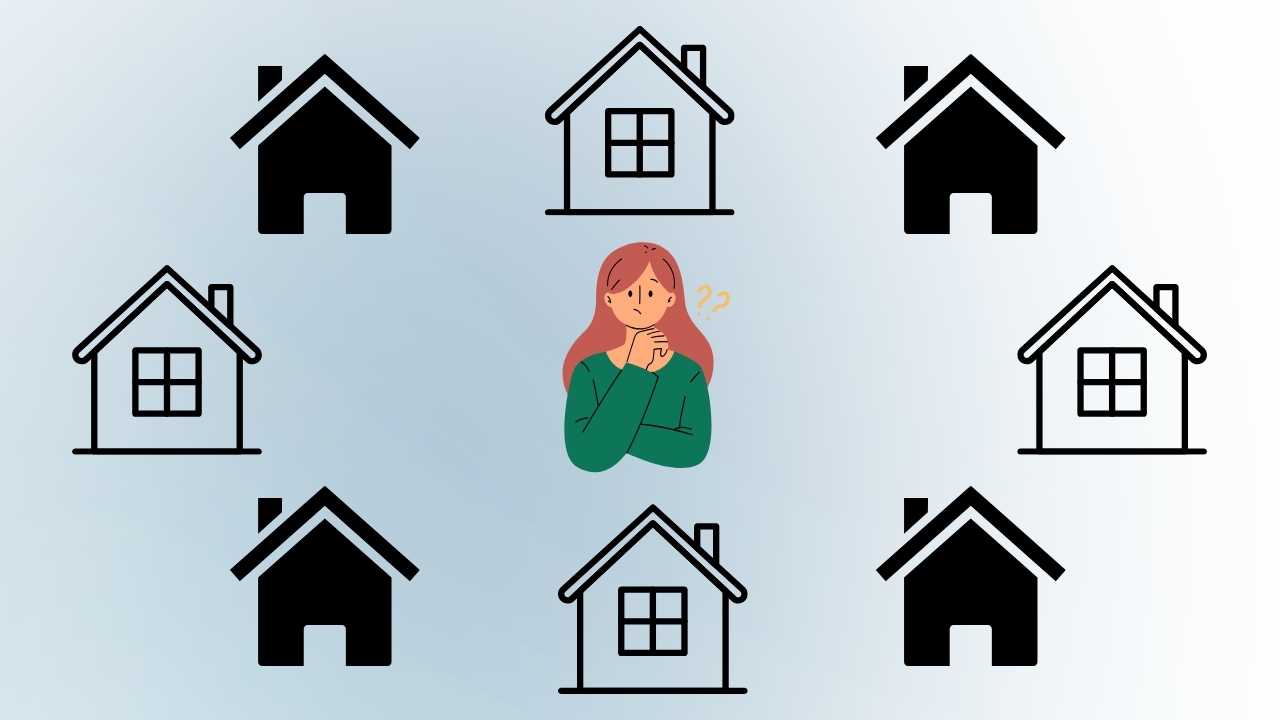 Person deciding between different house options.