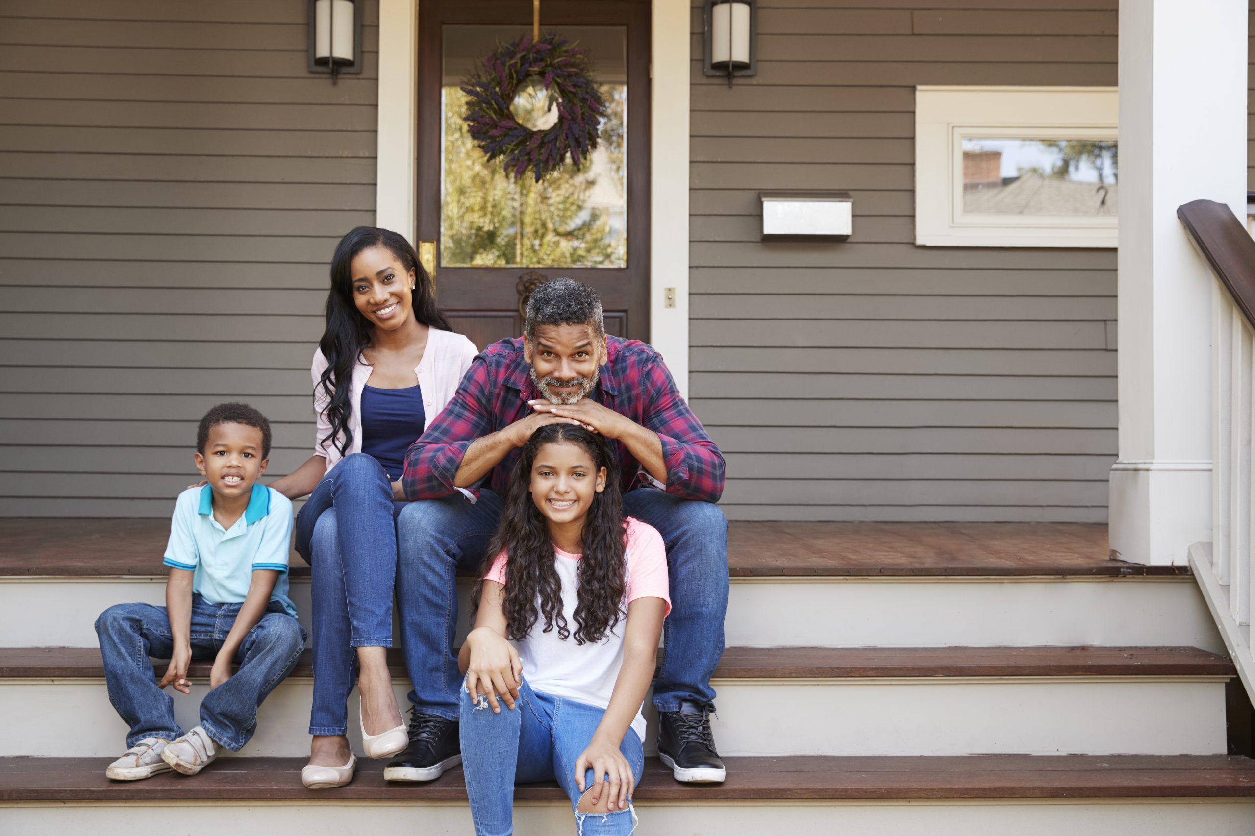 Family on their front porch