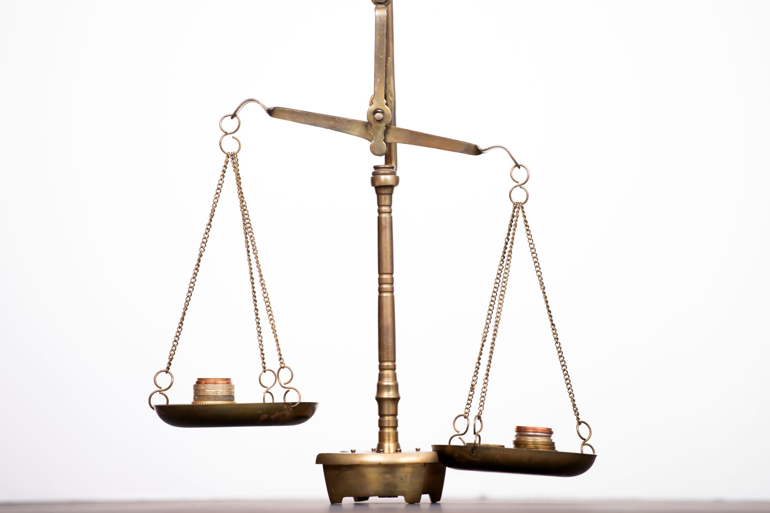 Money on scales