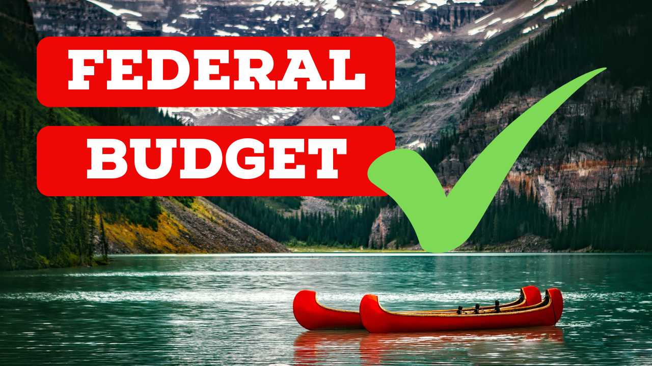 Federal budget approval concept with mountain lake