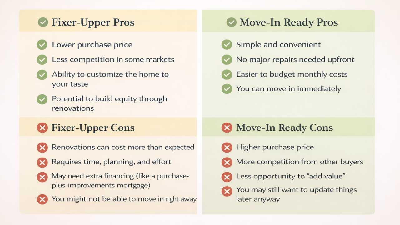 Fixer upper vs move in ready home in Alberta