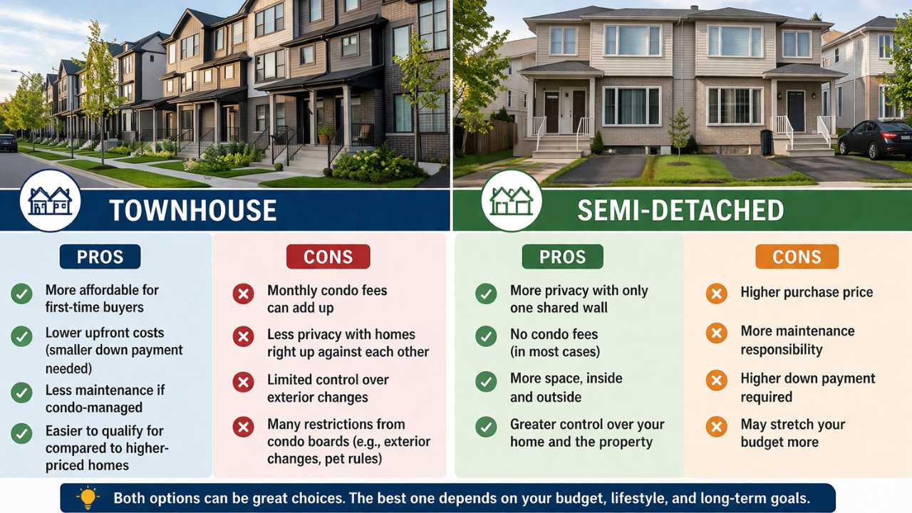 Pros and cons of townhouses vs semi-detached homes